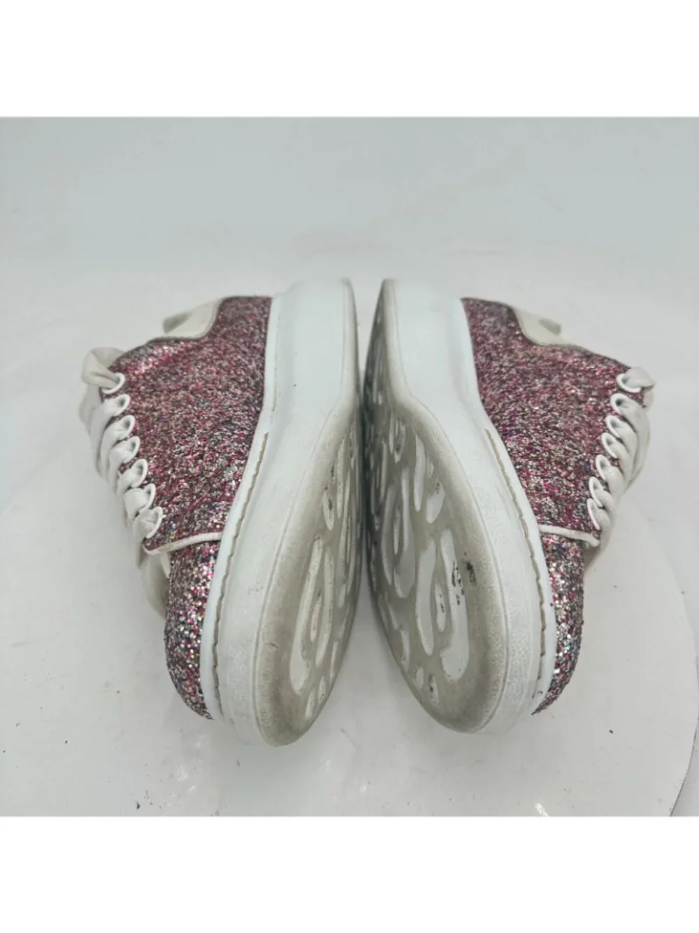 Alexander McQueen Larry Oversized Women Sz EU 37 US 7 Pink Glitter Platform Shoe